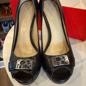 Coach Black Peep-Toe Heels